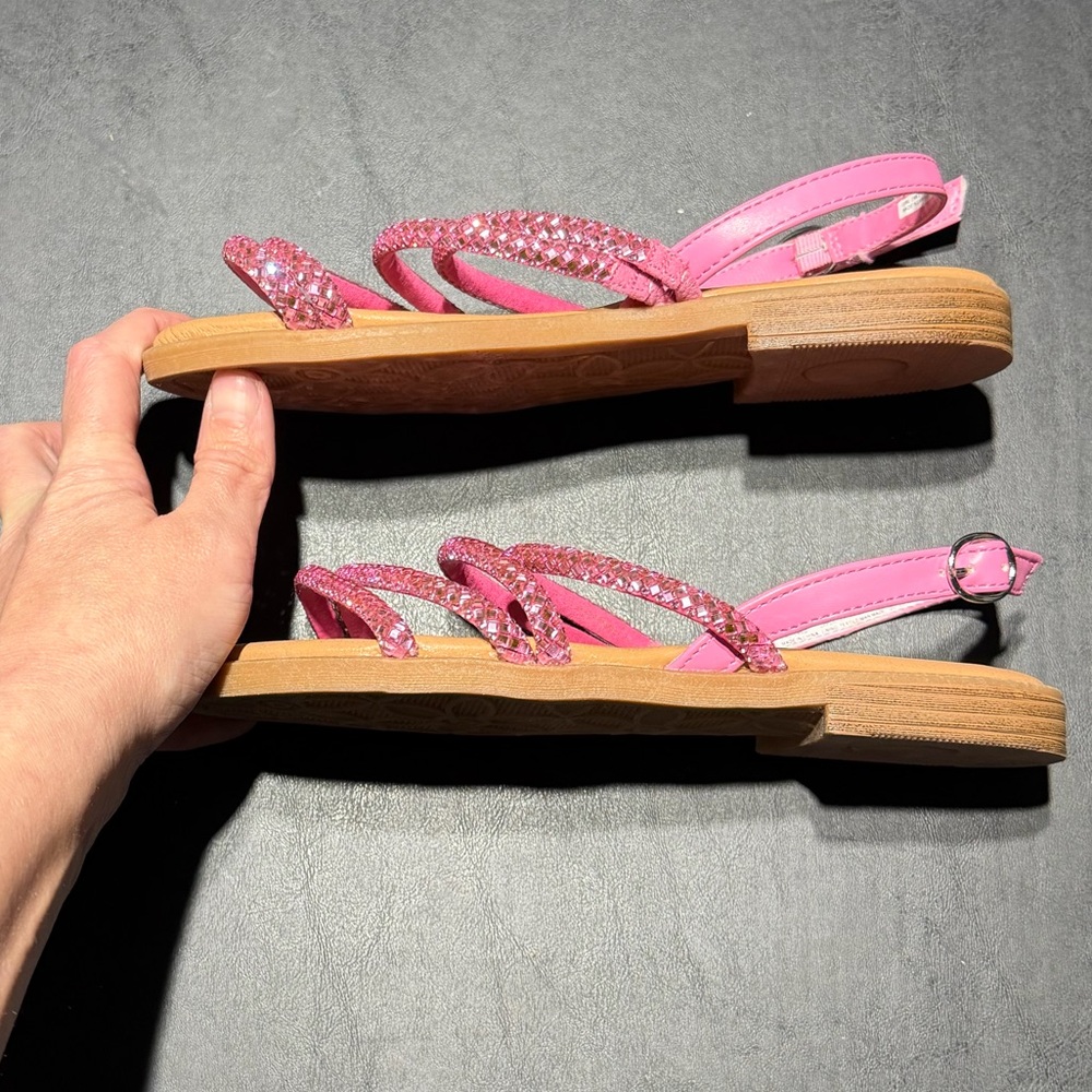 Girls Size 3 Sonoma Pink Rhinestone Slides Brand New - Picture 3 of 5